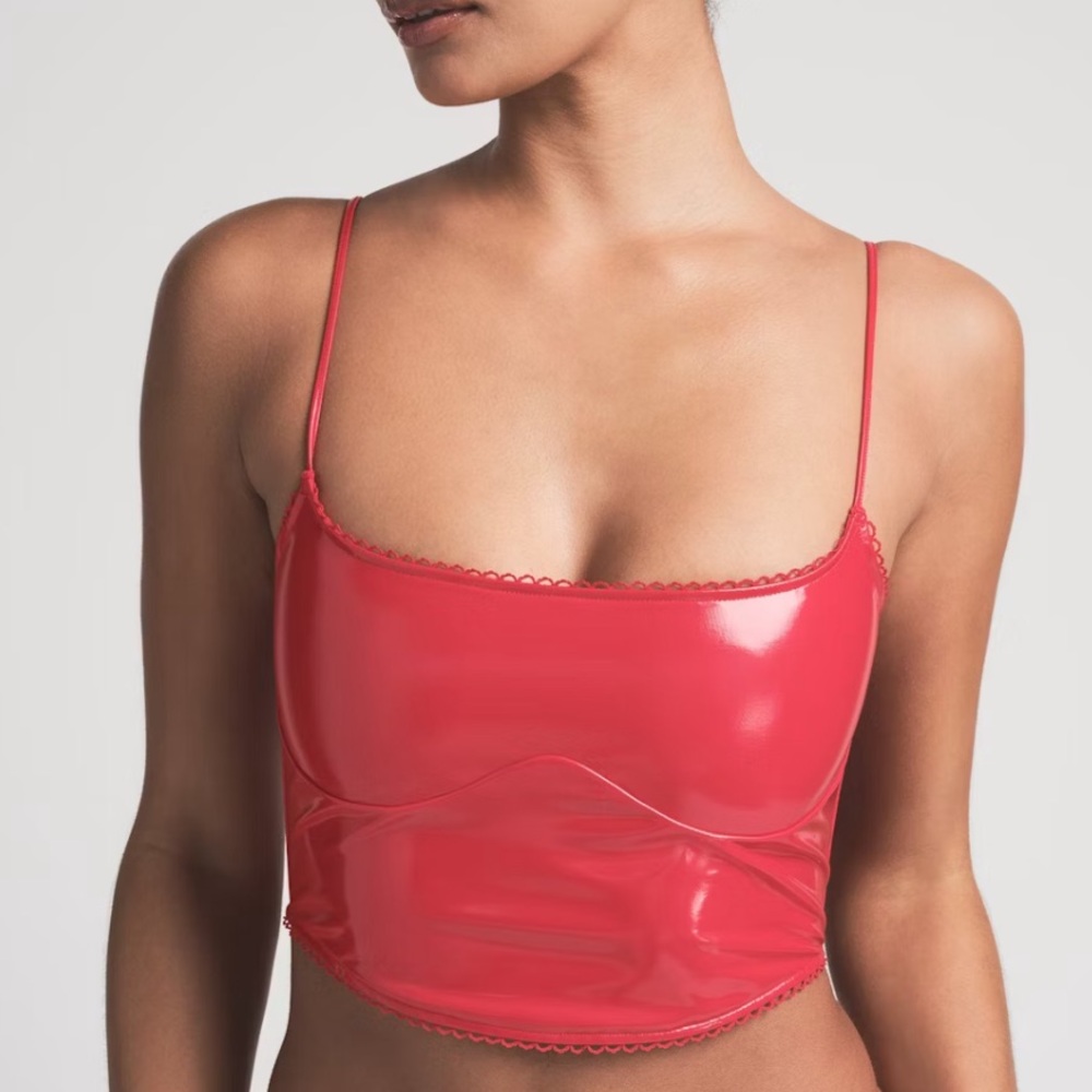 NWT SKIMS VINYL CROPPED CORSET SIZE LARGE